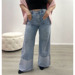 LIAM WIDE LEG FOLDED DENIM JEANS