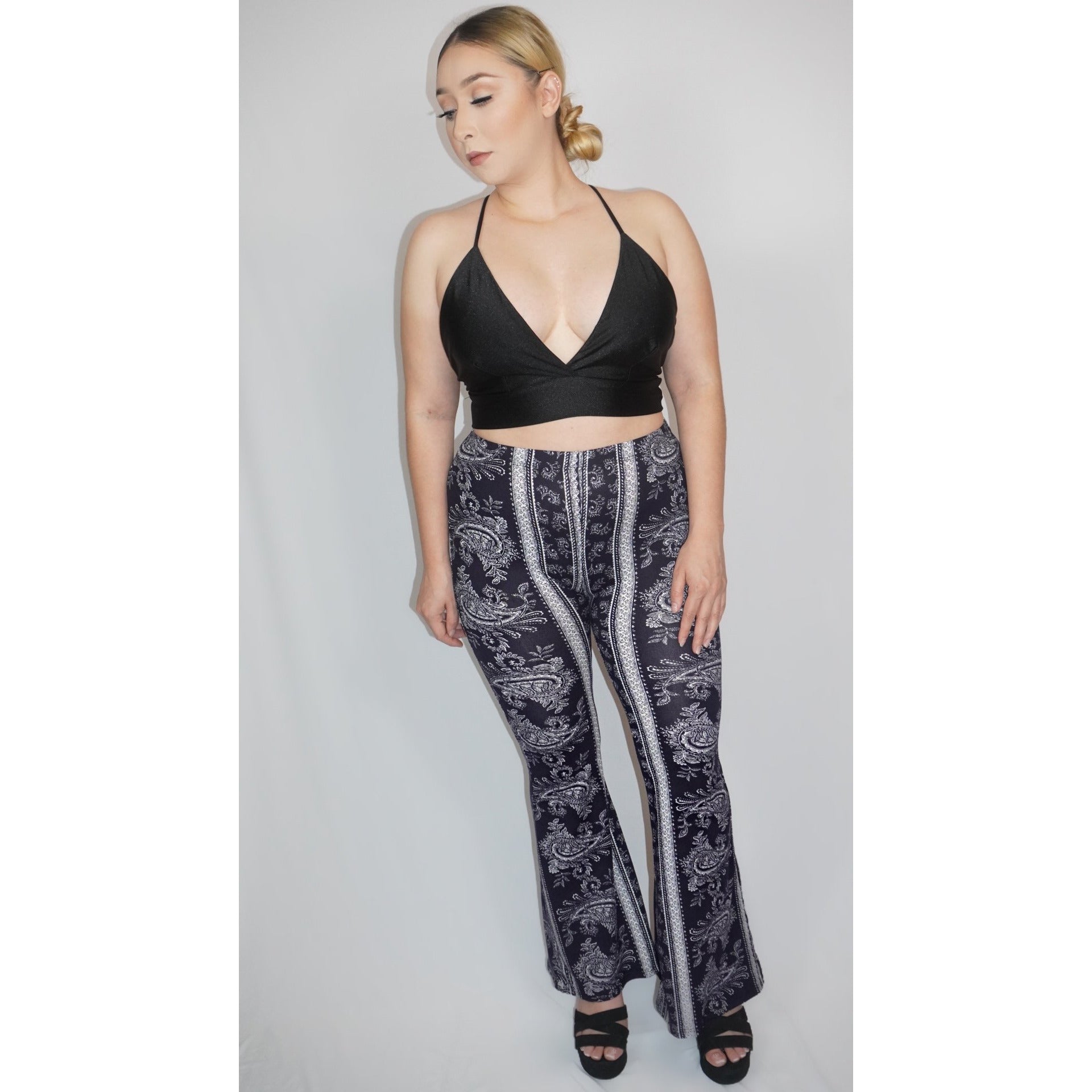 Black Snake High Low Flare Pants Plus Size  Leopard Cowgirl Boutique